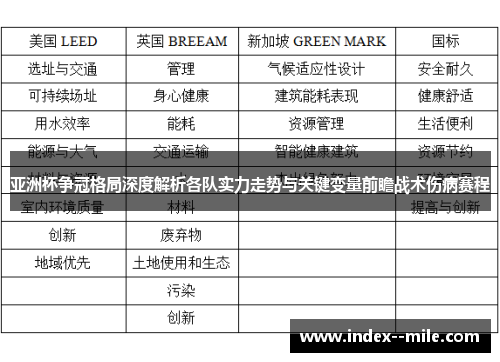 亚洲杯争冠格局深度解析各队实力走势与关键变量前瞻战术伤病赛程